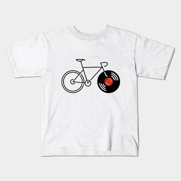 Bicycle Vinyl Record Kids T-Shirt by VEKTORKITA